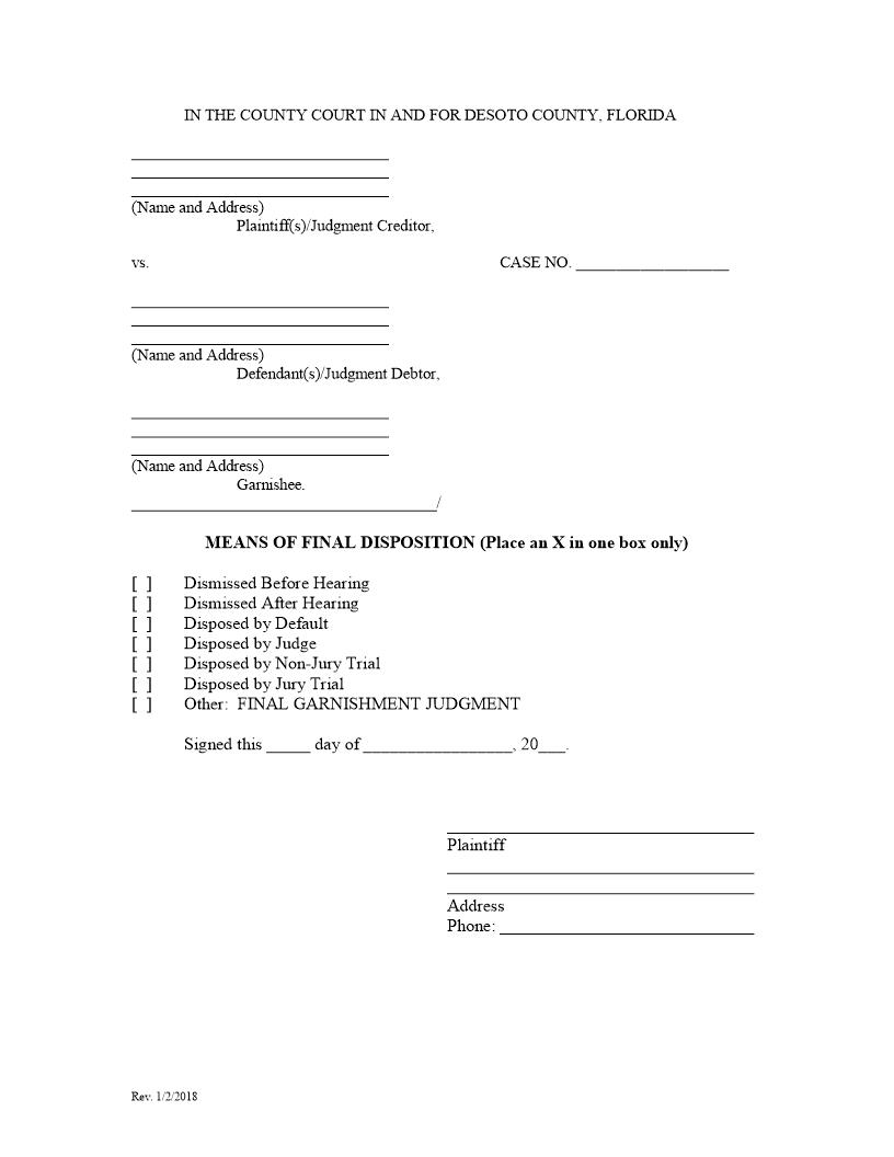 Means Of Final Disposition (Post-Judgment) | Pdf Fpdf Docx | Florida