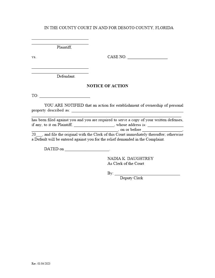 Notice Of Action | Pdf Fpdf Docx | Florida