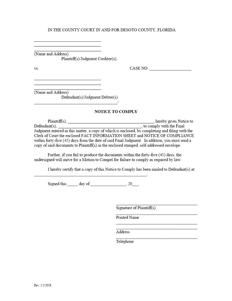 Notice To Comply | Pdf Fpdf Docx | Florida