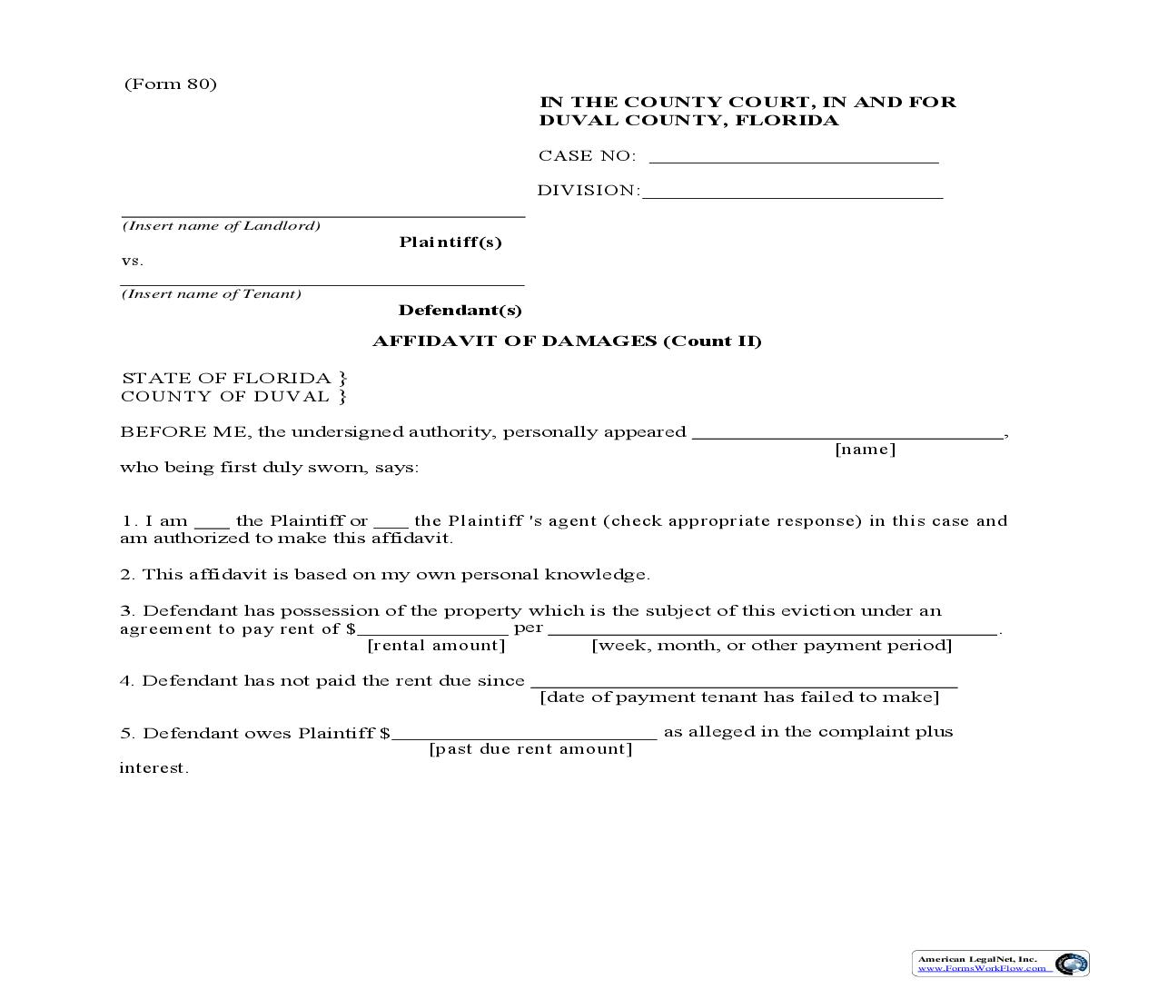 Affidavit Of Damages (Count II) {80} | Pdf Fpdf Doc Docx | Florida