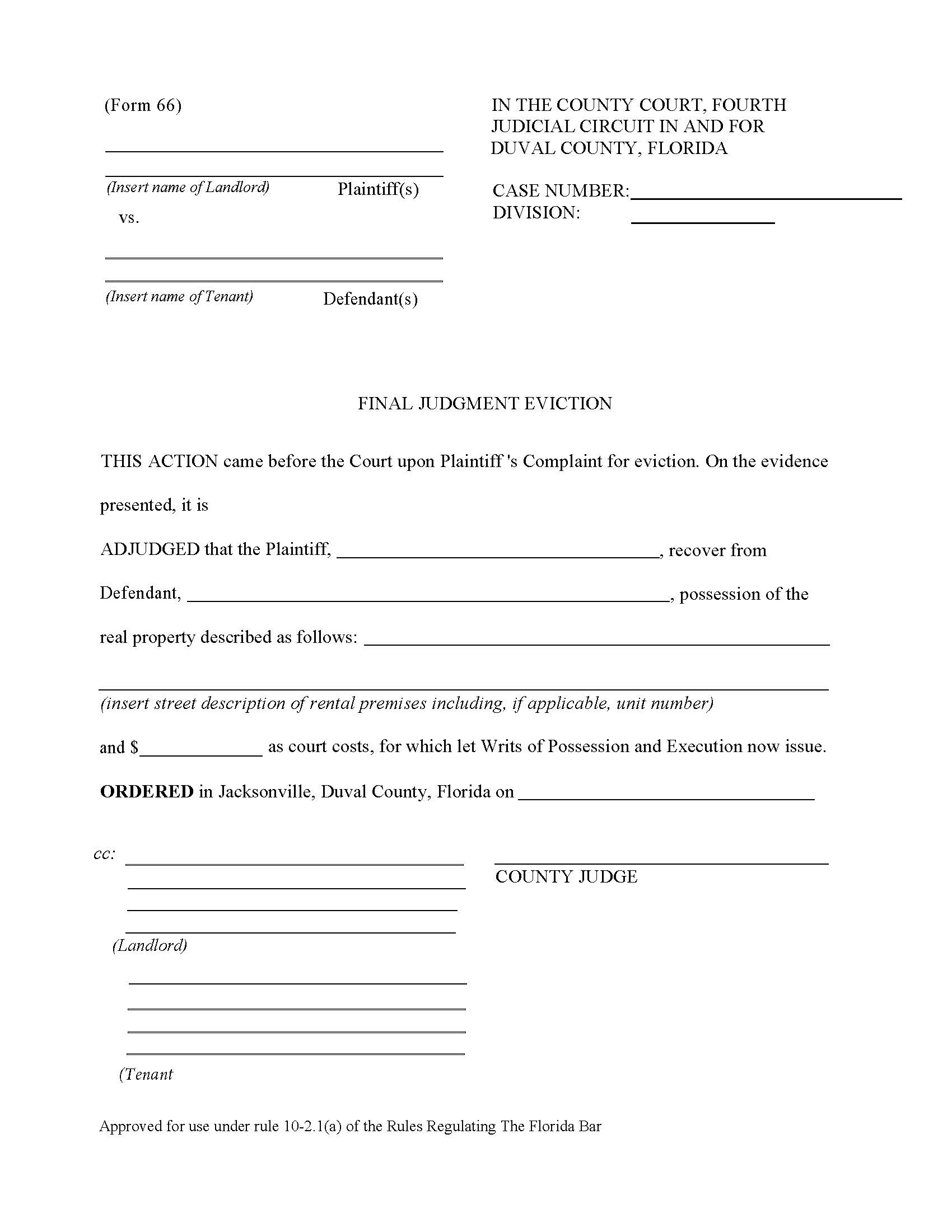 Final Judgment Eviction {66} | Pdf Fpdf Doc Docx | Florida