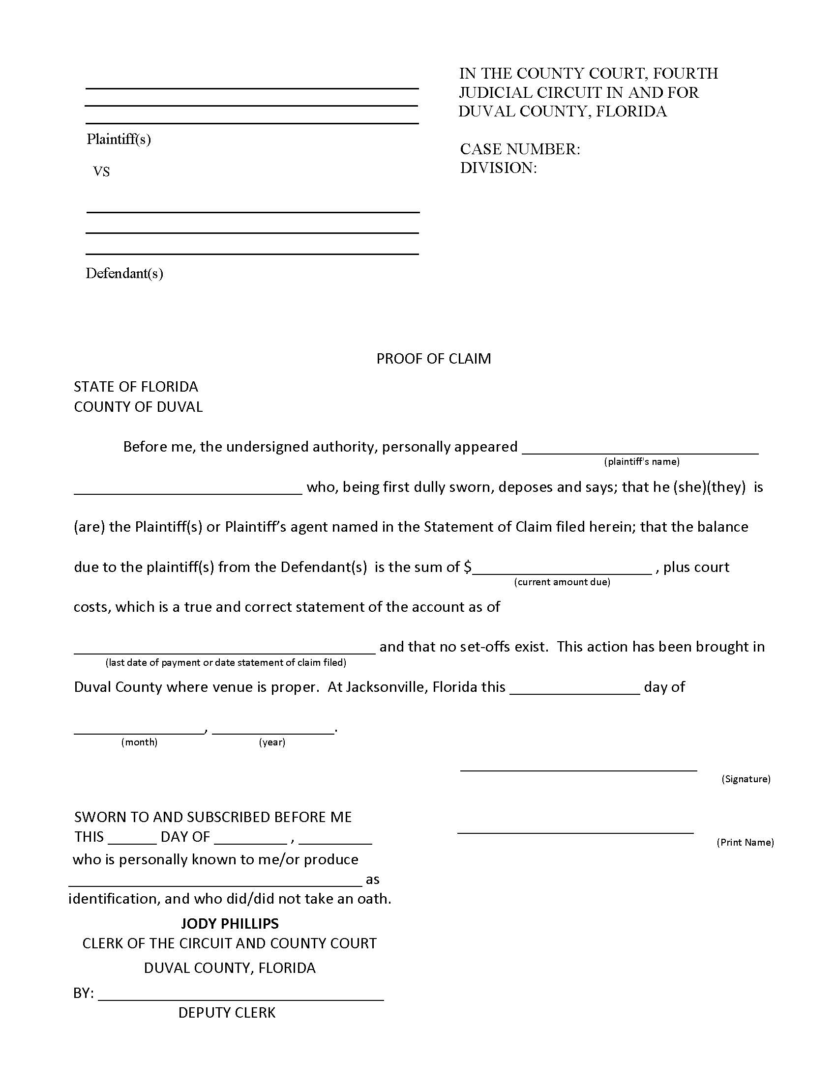 Proof Of Claim | Pdf Fpdf Doc Docx | Florida