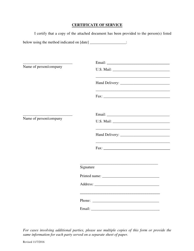 Certificate Of Service | Pdf Fpdf Docx | Florida