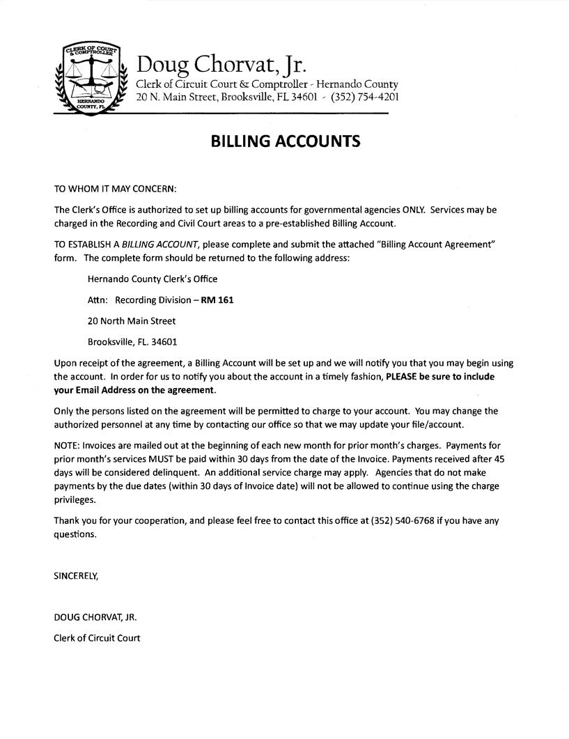 Billing-Charge Account Agreement | Pdf Fpdf Docx | Florida