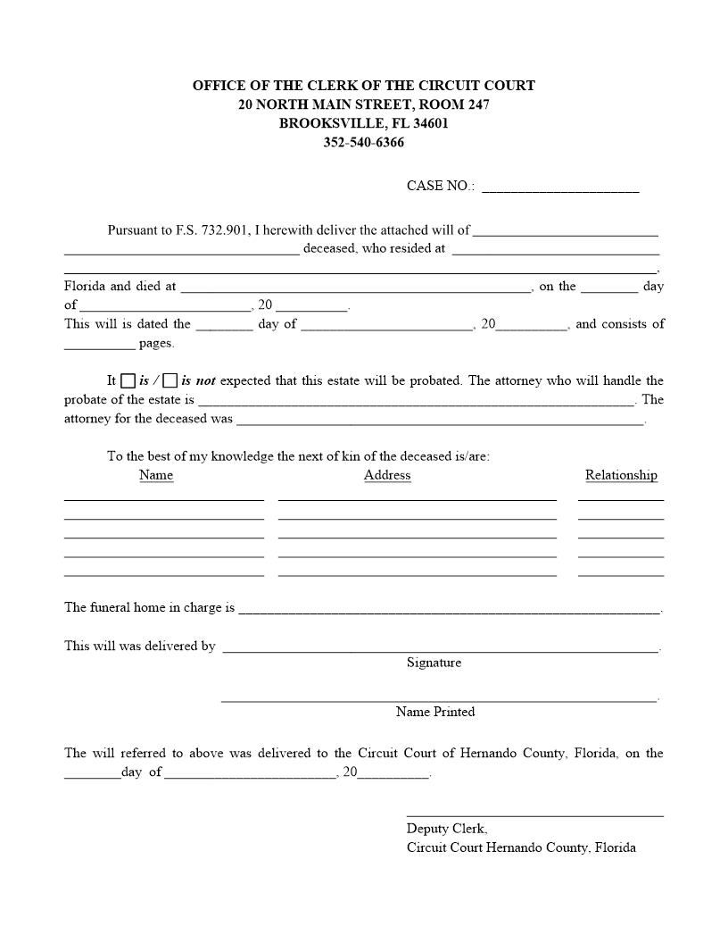 Delivery Of Will | Pdf Fpdf Docx | Florida