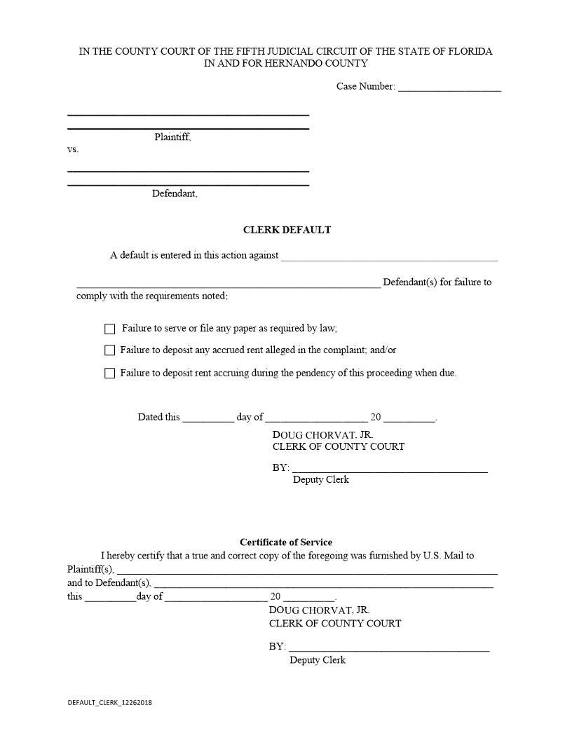 Clerk Default | Pdf Fpdf Docx | Florida