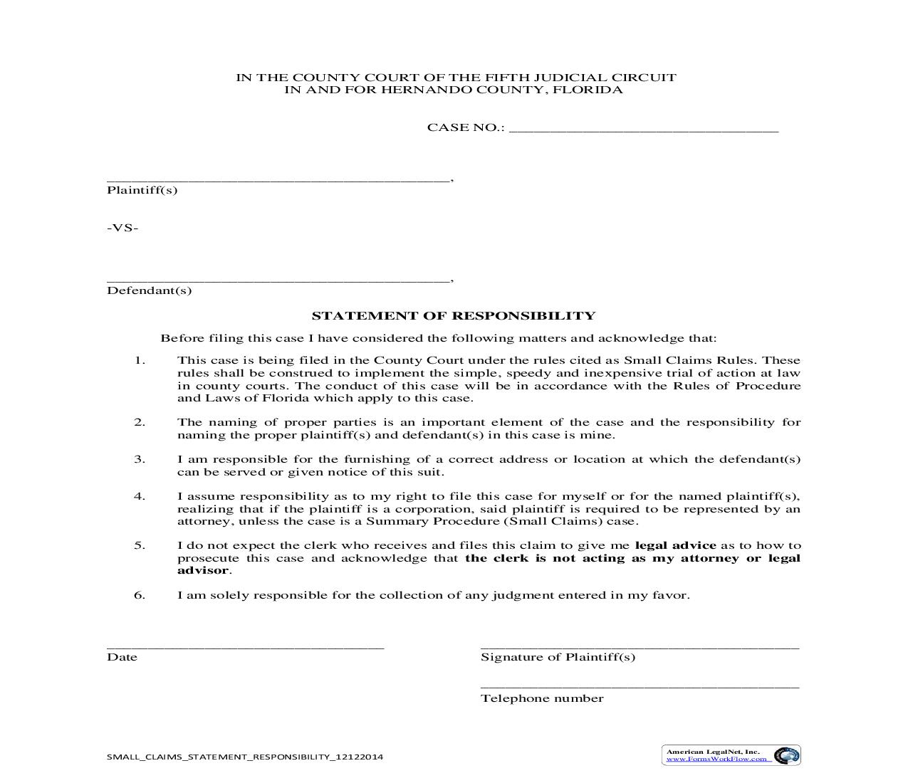 Statement Of Responsibility | Pdf Fpdf Doc Docx | Florida