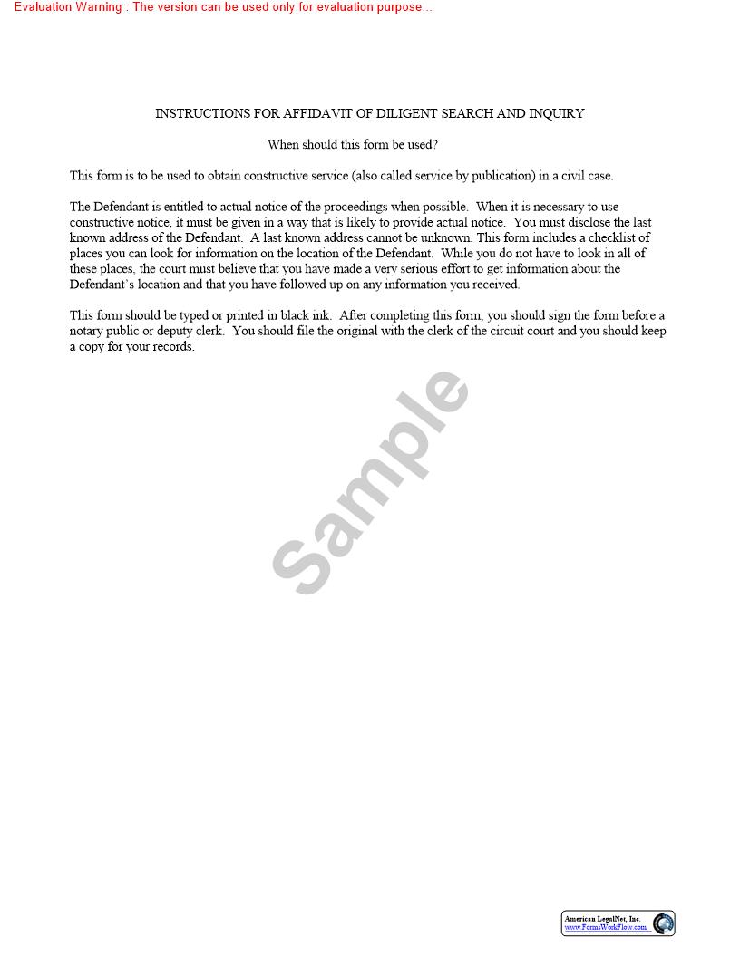 Affidavit Of Diligent Search And Inquiry | Pdf Fpdf Doc Docx | Florida