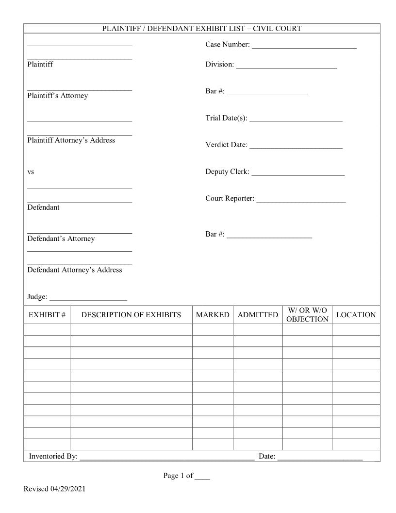 Exhibit List | Pdf Fpdf Doc Docx | Florida