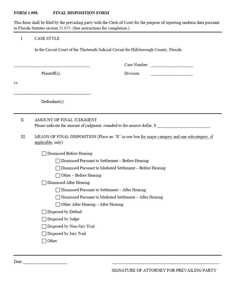 Final Disposition Form | Pdf Fpdf Doc Docx | Florida