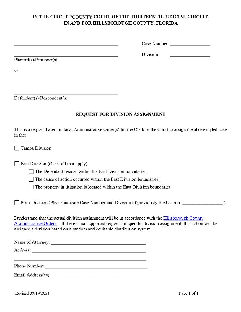 Request For Division Assignment | Pdf Fpdf Docx | Florida