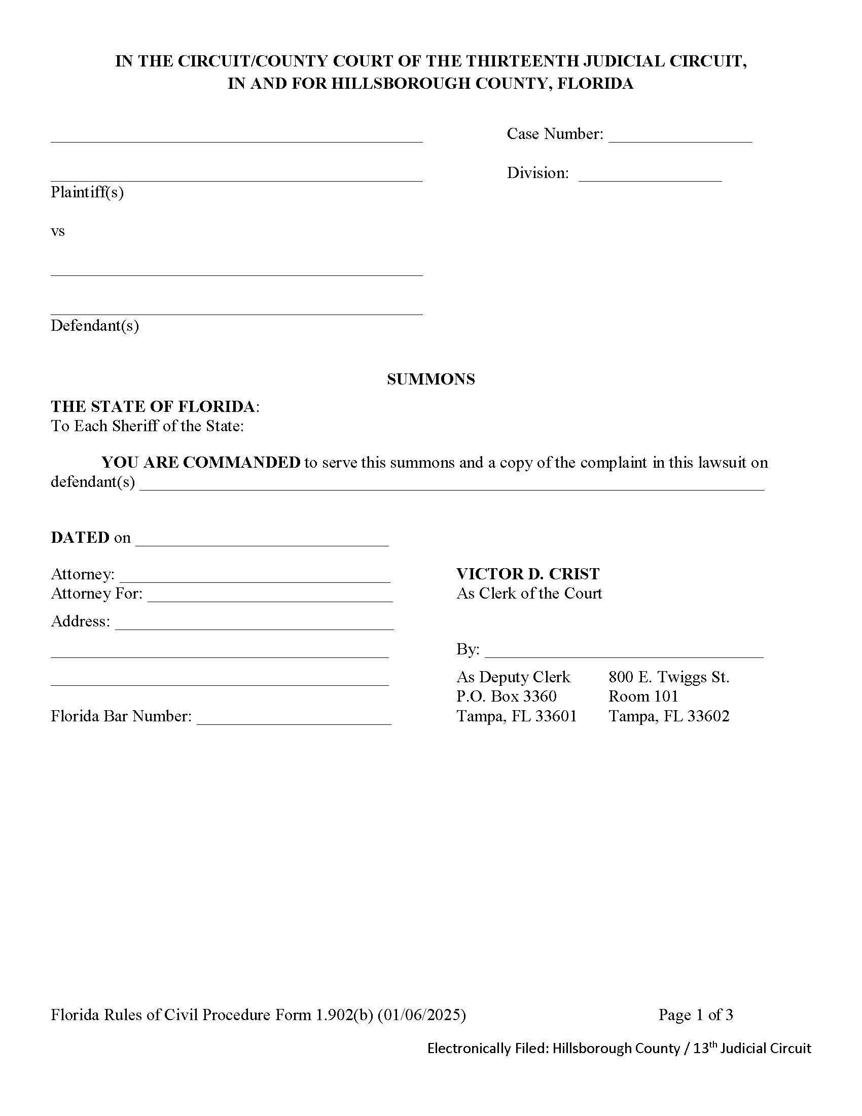 Summons {1.902(b)} | Pdf Fpdf Docx | Florida