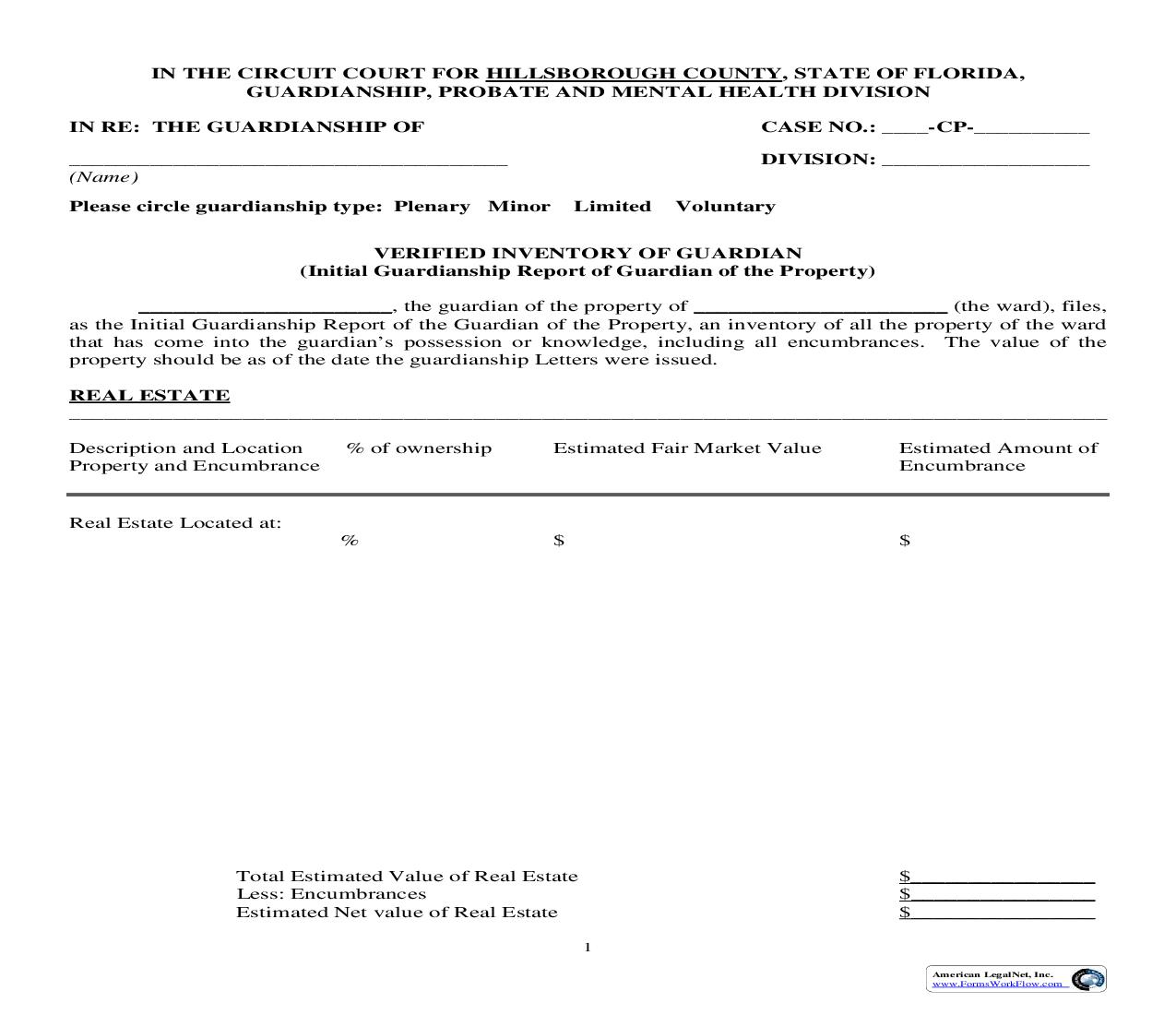 Verified Inventory Of Guardian (Initial Report Of Guardian Of Property) | Pdf Fpdf Doc Docx | Florida