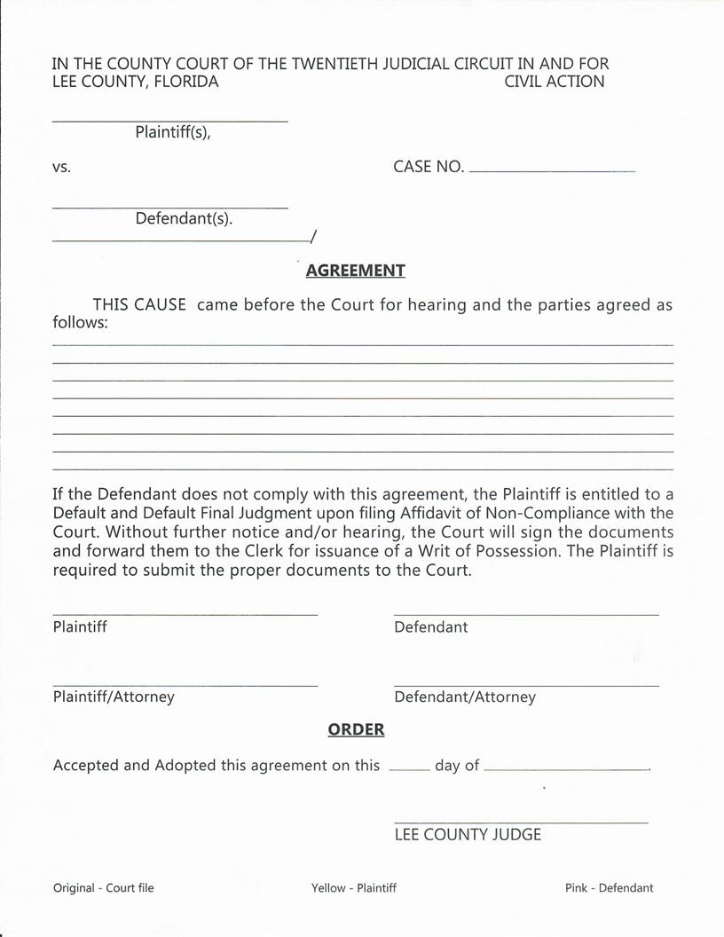 Agreement And Order (Judge Paluck) | Pdf Fpdf Docx | Florida