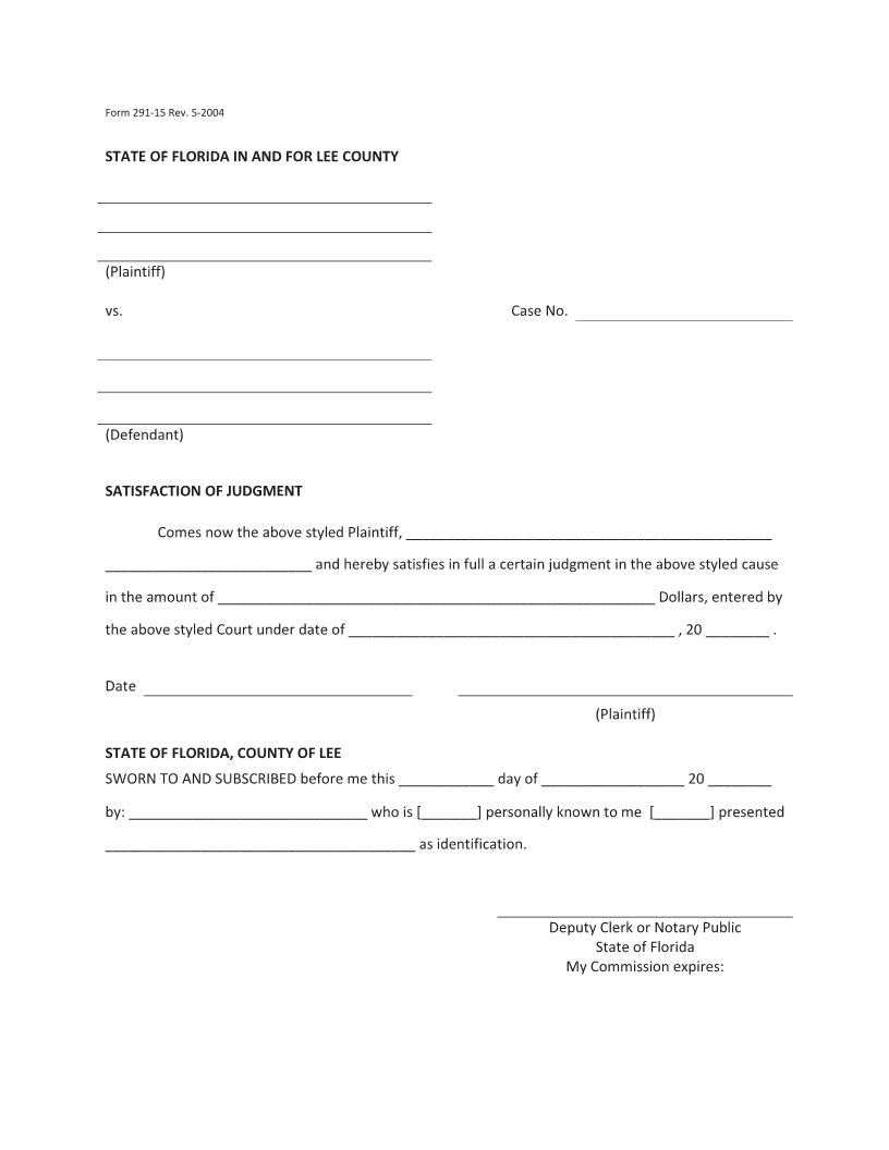 Satisfaction Of Judgment | Pdf Fpdf Docx | Florida