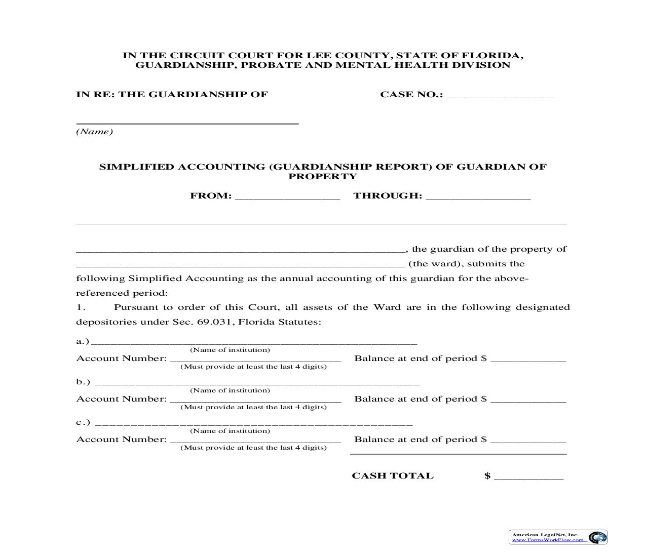 Simplified Accounting (Guardianship Report) | Pdf Fpdf Doc Docx | Florida