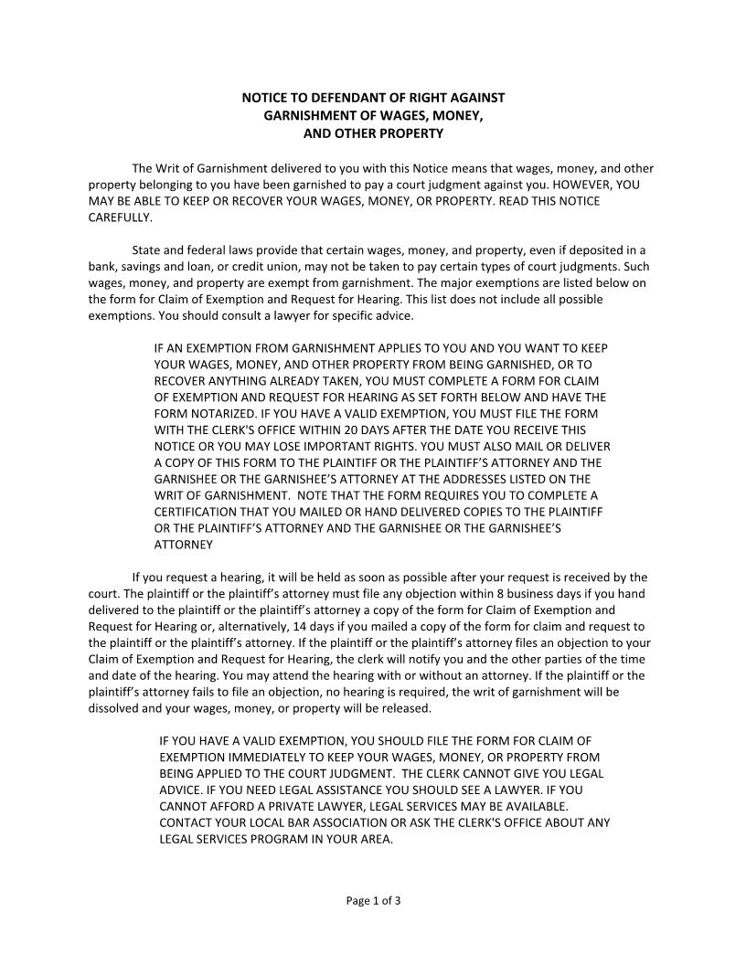 Claim Of Exemption And Request For Hearing | Pdf Fpdf Docx | Florida