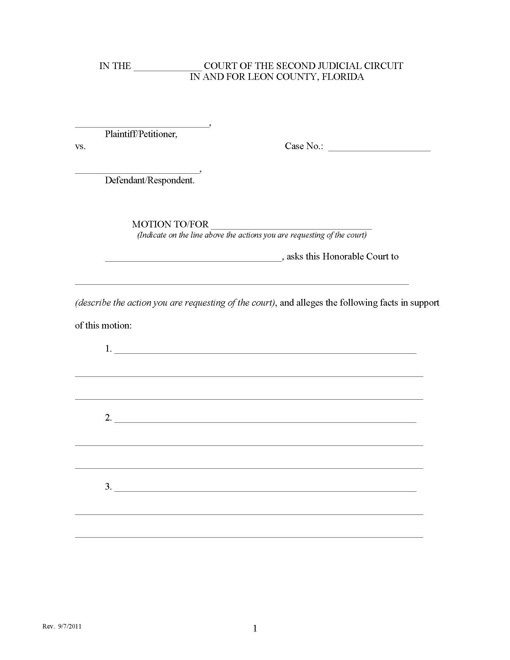 Motion (General) | Pdf Fpdf Doc Docx | Florida