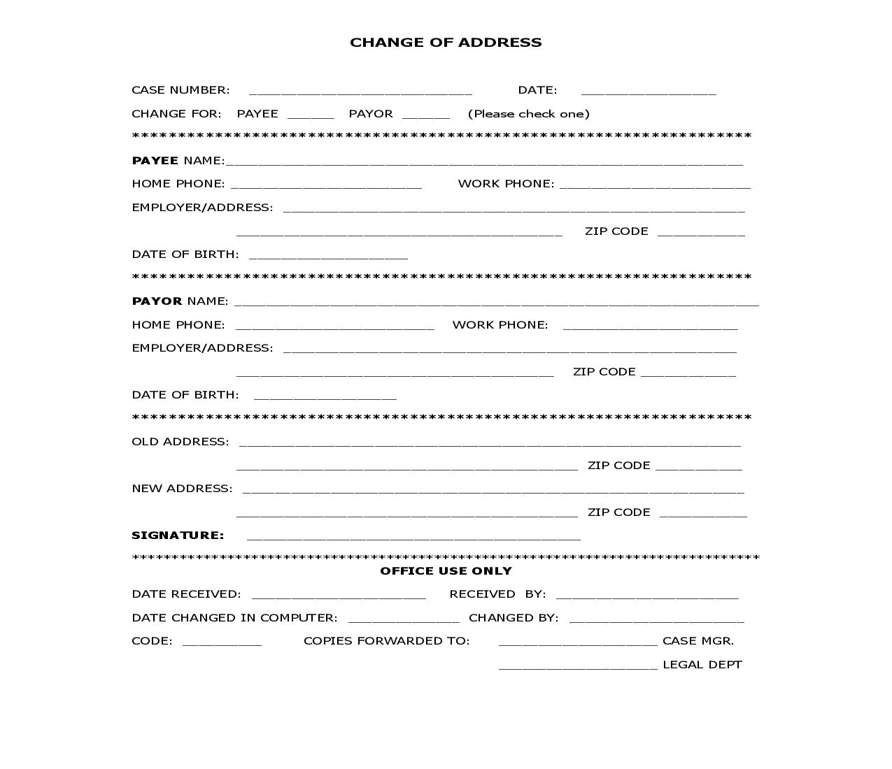 Change Of Address (Child Support) |  | Florida