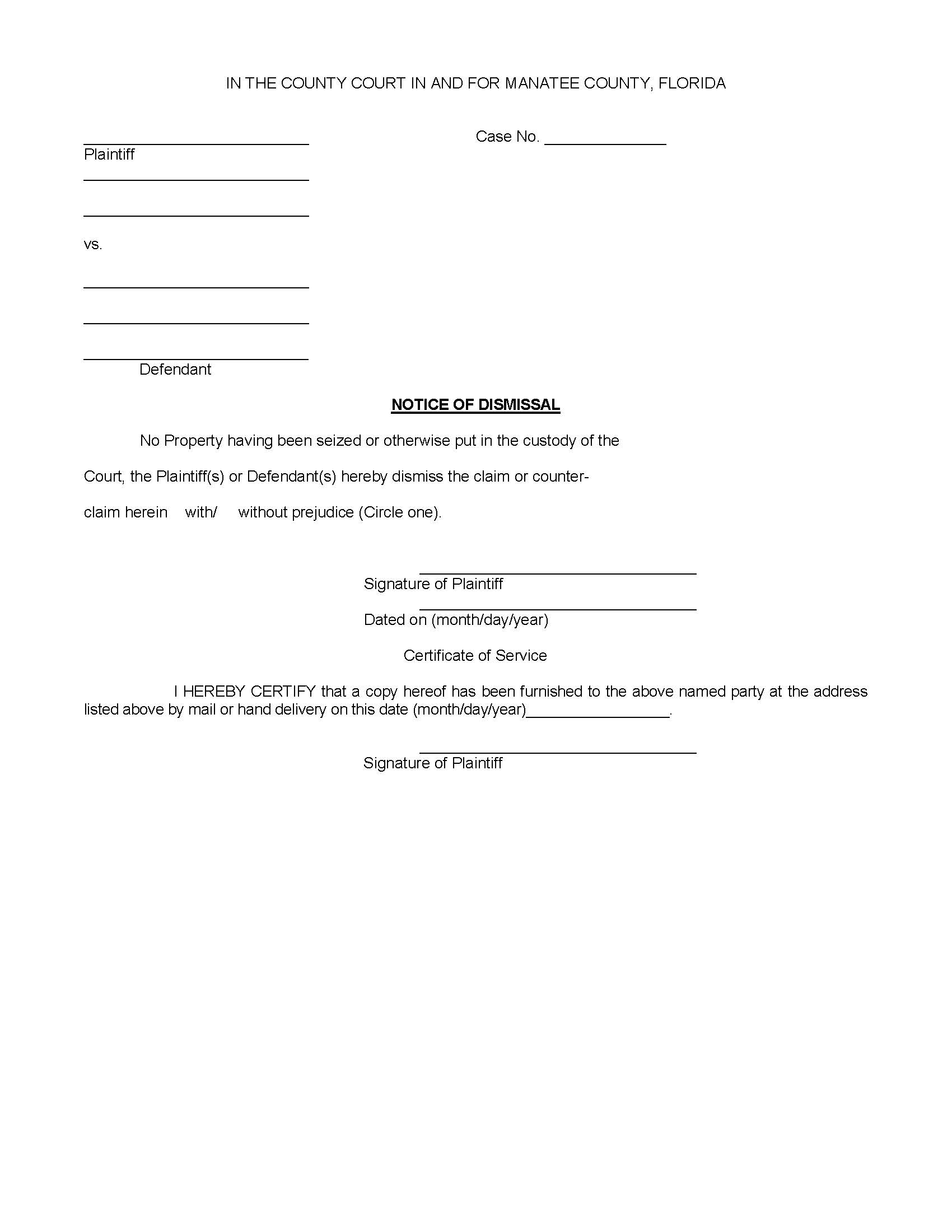 Notice Of Dismissal | Pdf Fpdf Docx | Florida