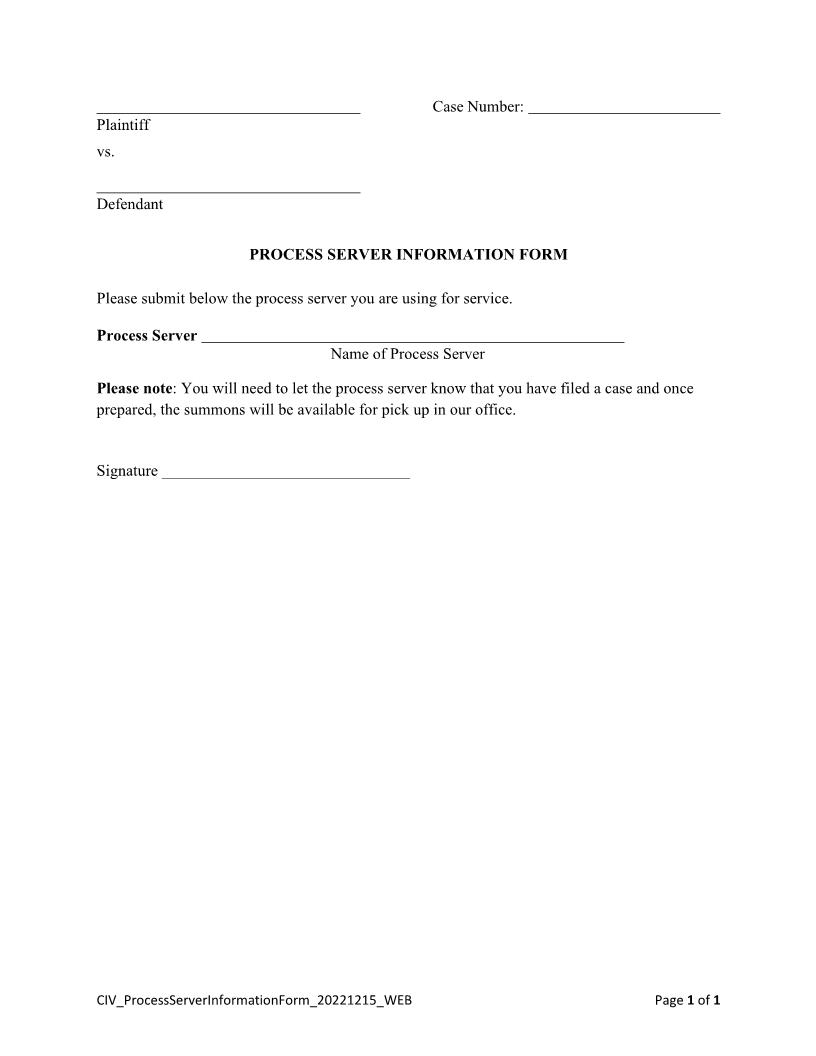 Process Server Information Form {MAR PSIF} | Pdf Fpdf Docx | Florida