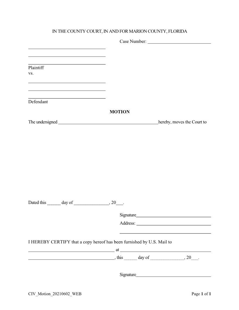 Motion (County) | Pdf Fpdf Docx | Florida