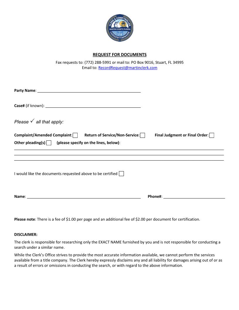 Request For Documents | Pdf Fpdf Docx | Florida