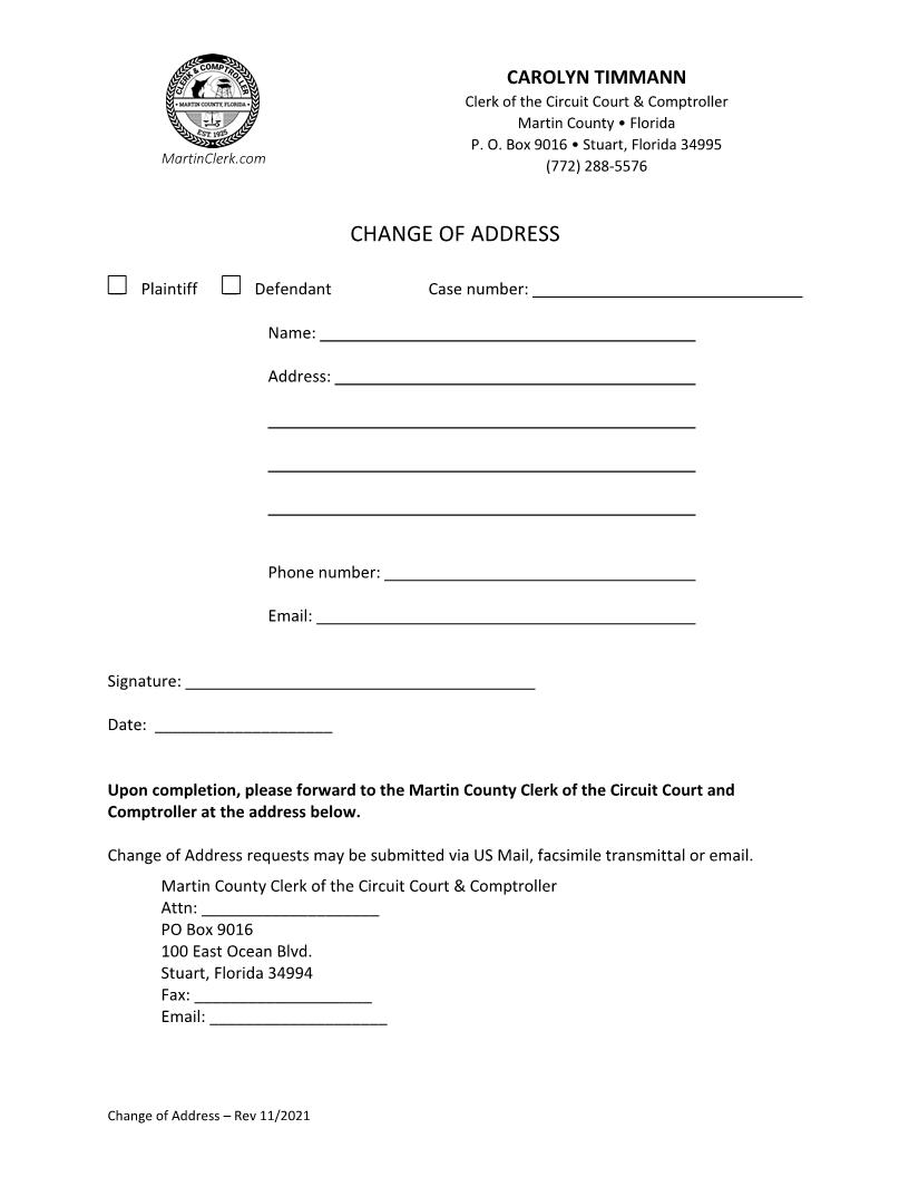 Change Of Address | Pdf Fpdf Docx | Florida