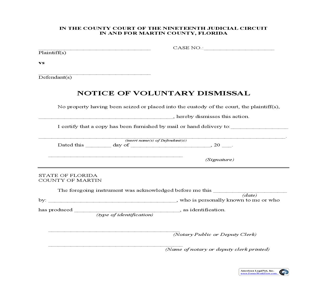 Notice Of Voluntary Dismissal | Pdf Fpdf Doc Docx | Florida