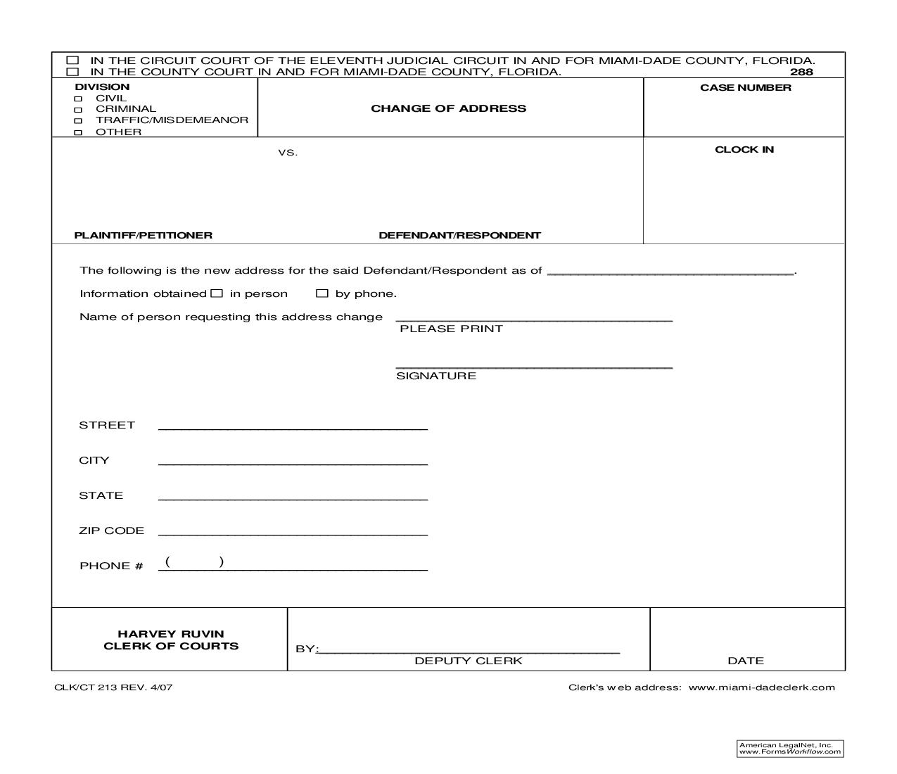 Change Of Address {213} | Pdf Fpdf Doc Docx | Florida