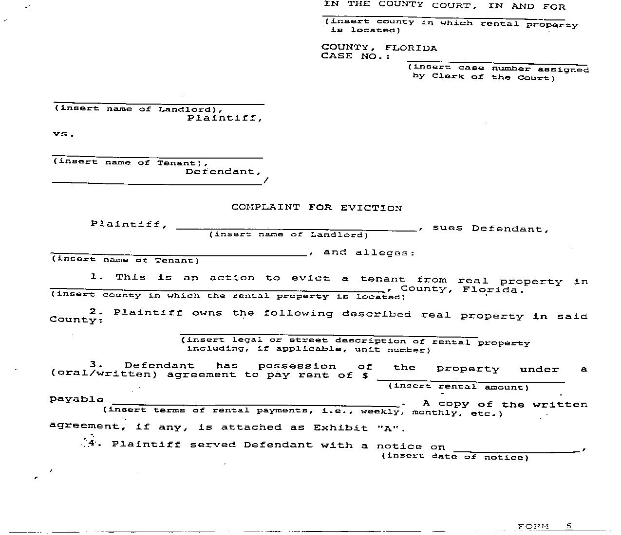 Complaint For Eviction {6} | Pdf Fpdf Doc Docx | Florida