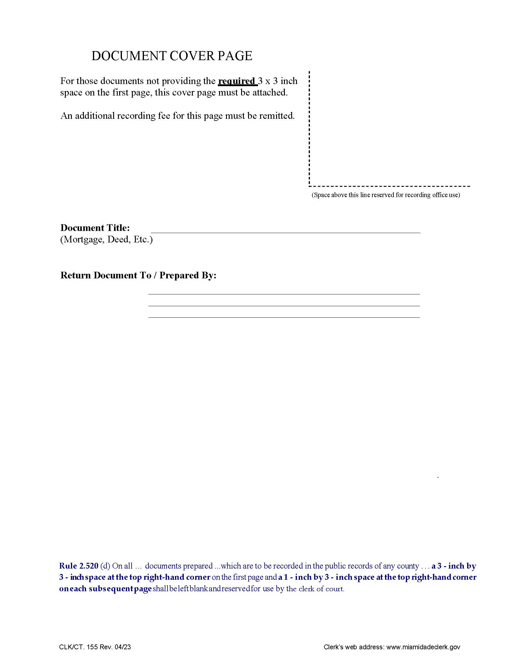 Document Cover Page (Recording) {155} | Pdf Fpdf Docx | Florida