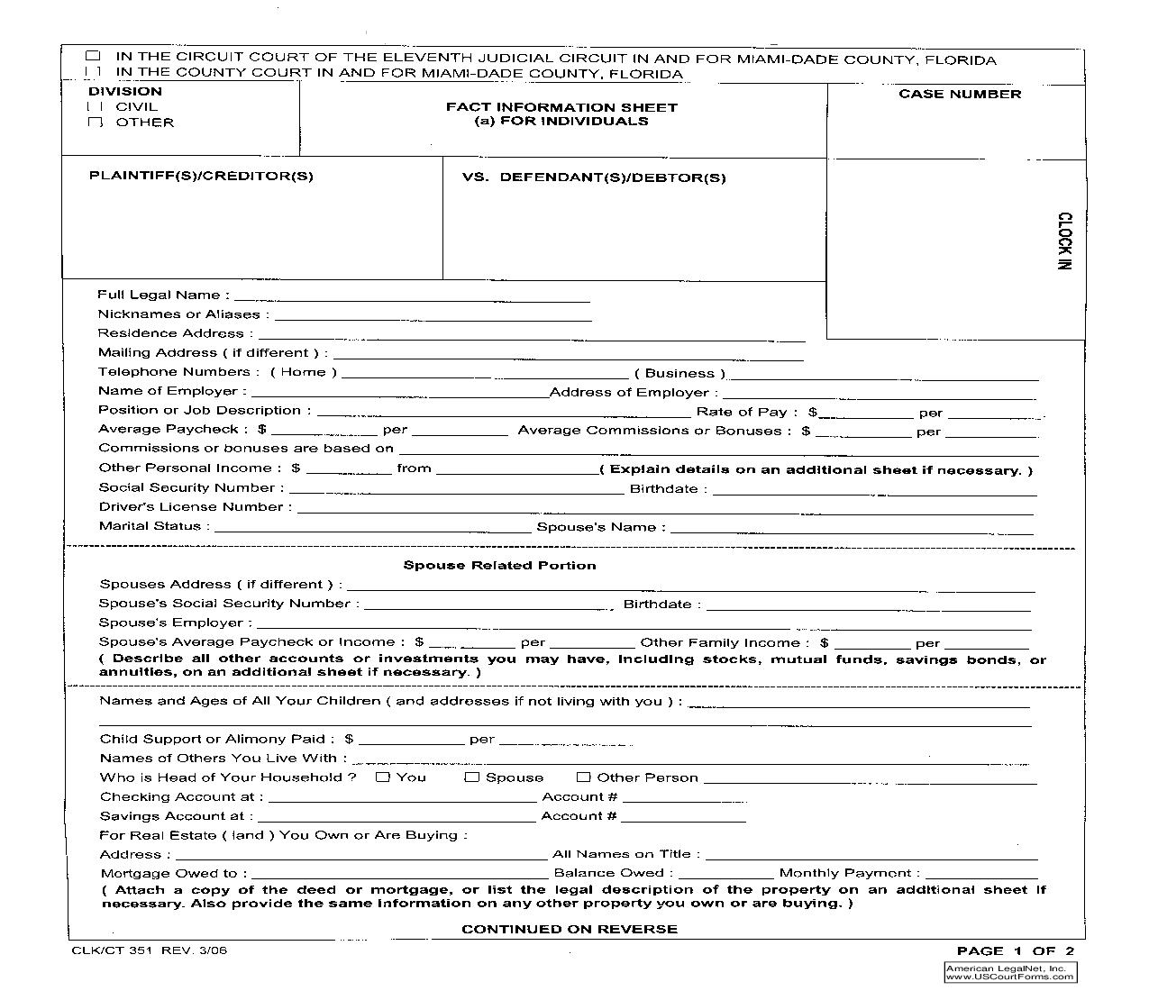 Fact Information Sheet {351} | Pdf Fpdf Doc Docx | Florida