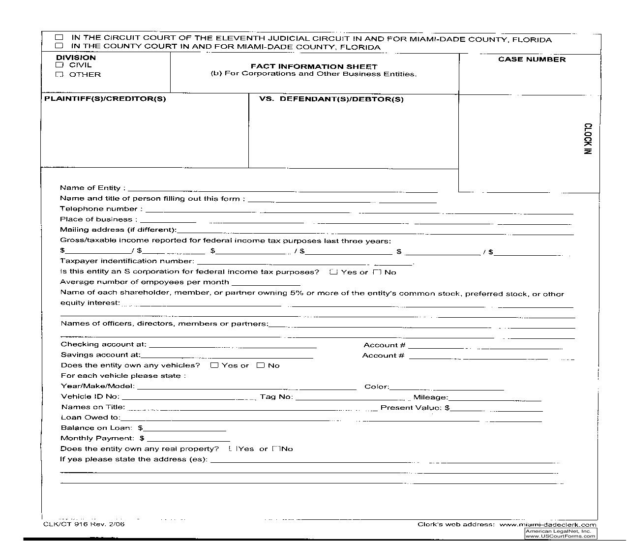 Fact Information Sheet (Corporate-Business) {916} | Pdf Fpdf Doc Docx | Florida