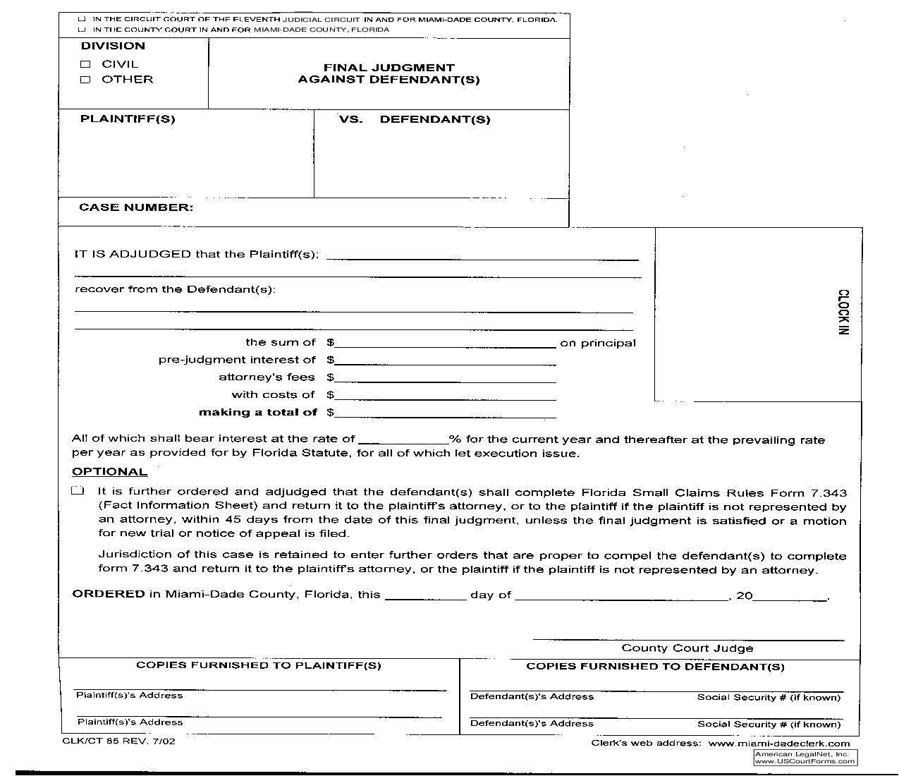 Final Judgment Against Defendant {85} | Pdf Fpdf Doc Docx | Florida