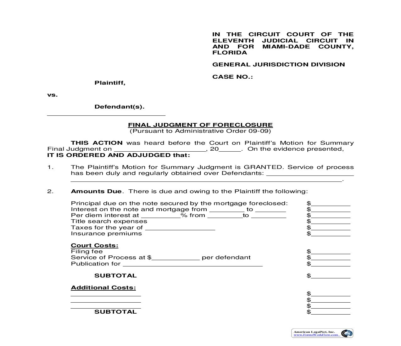 Final Judgment Of Foreclosure | Pdf Fpdf Doc Docx | Florida