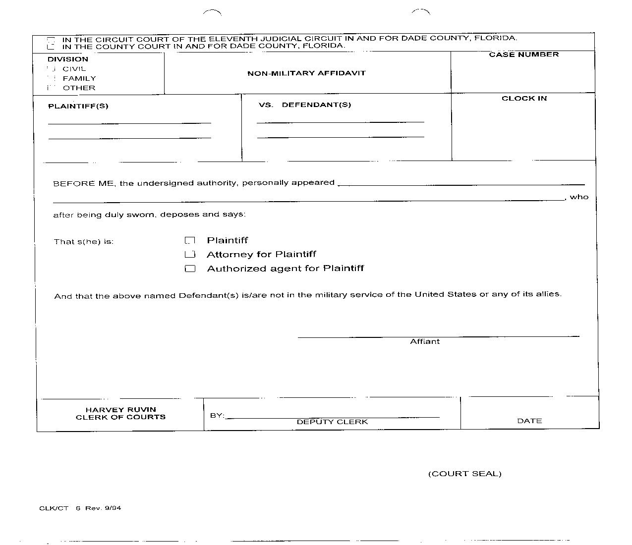 Non Military Affidavit {6} | Pdf Fpdf Doc Docx | Florida