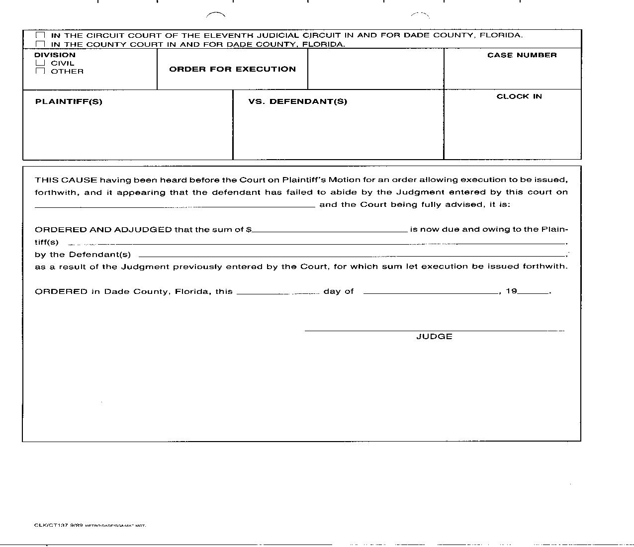 Order For Execution {137} | Pdf Fpdf Doc Docx | Florida