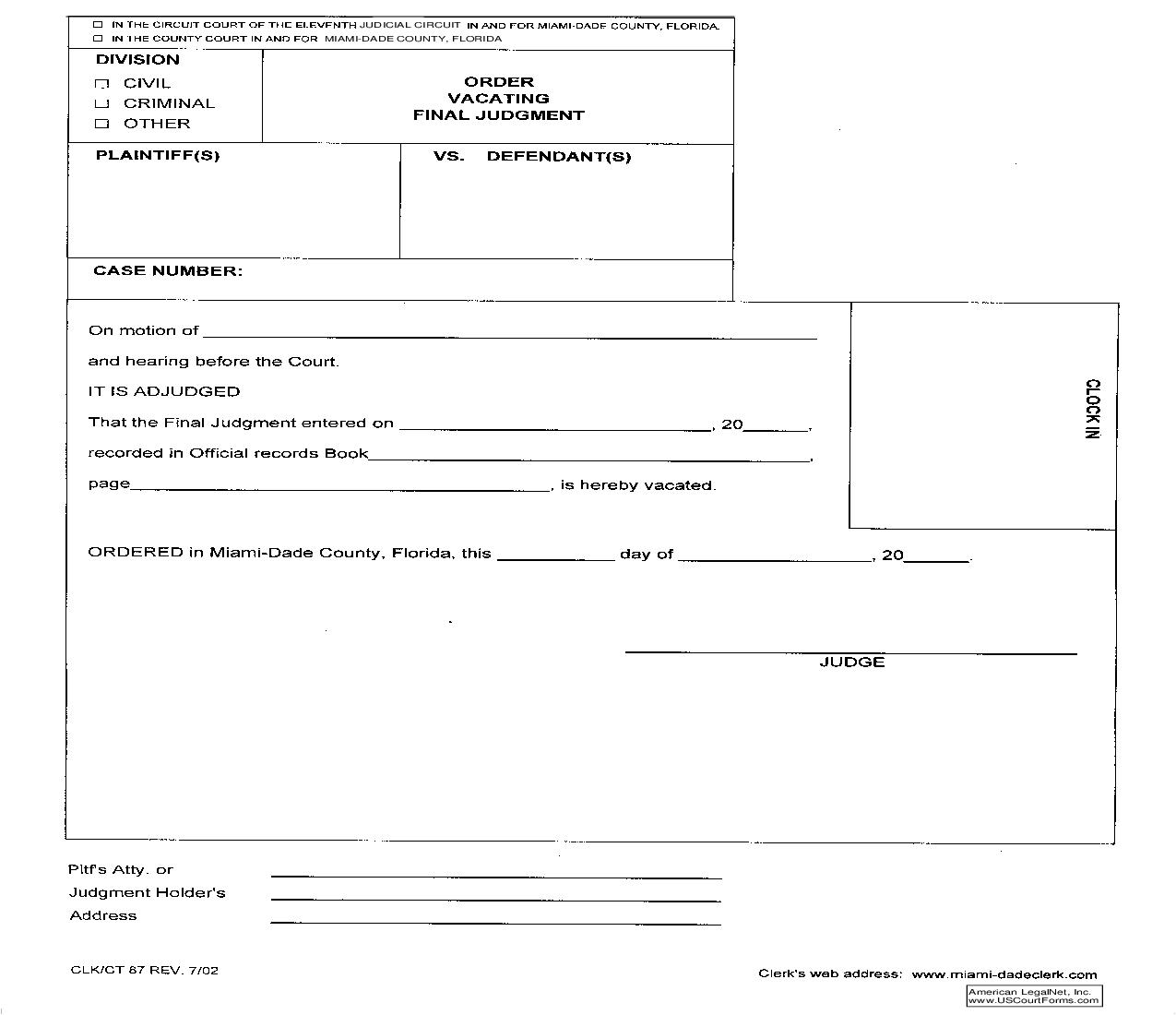 Order Vacating Final Judgment {87} | Pdf Fpdf Doc Docx | Florida