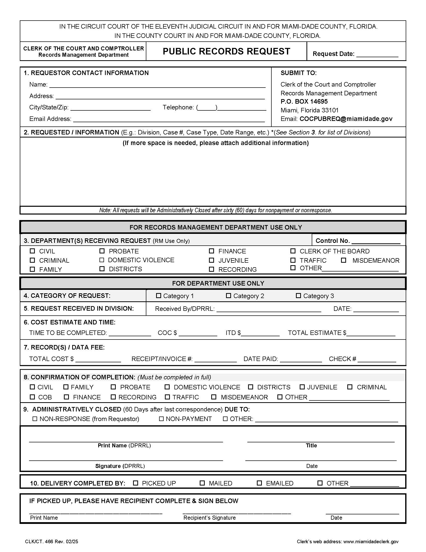 Public Records Request {466} | Pdf Fpdf Docx | Florida