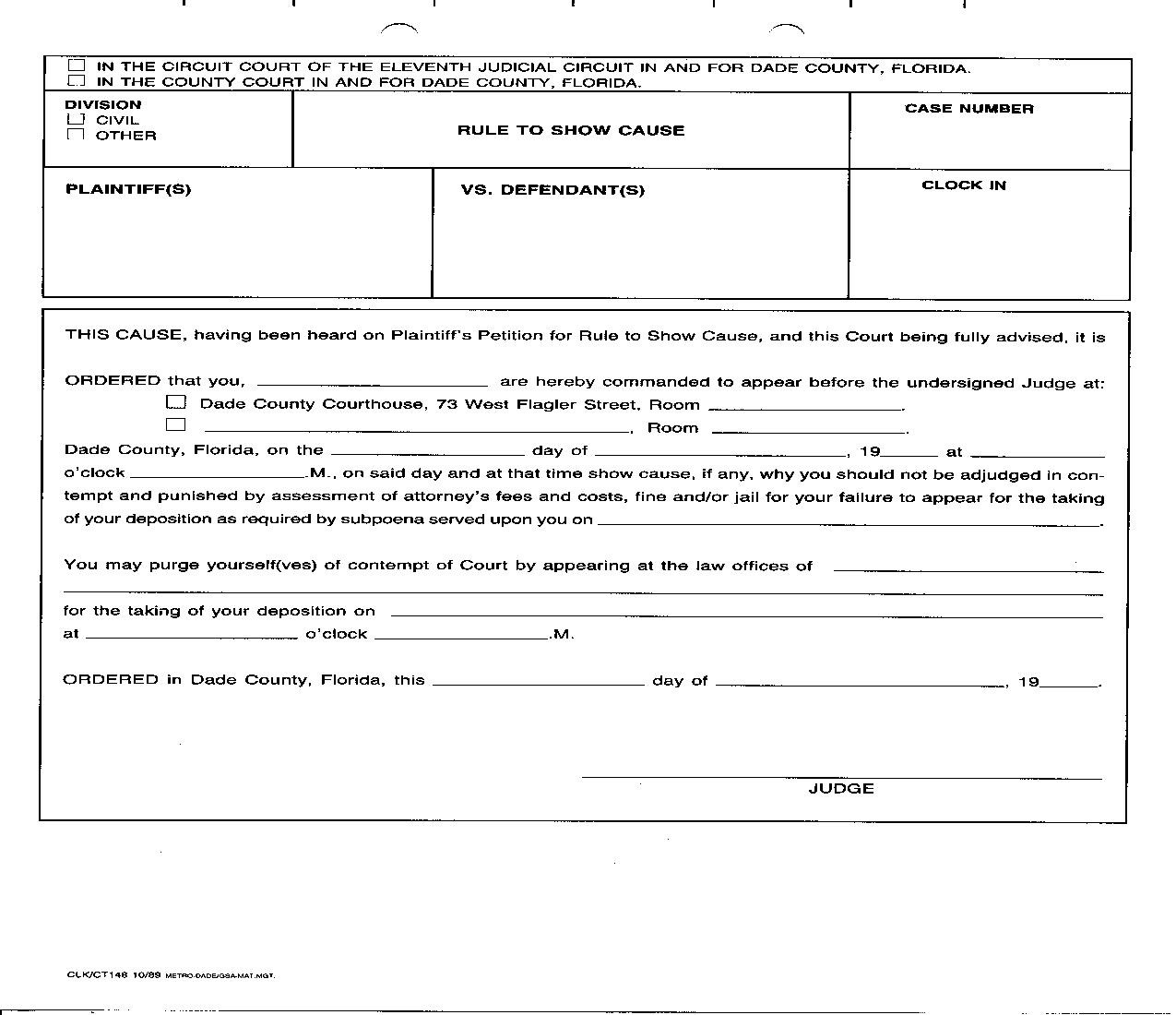 Rule To Show Cause {148} | Pdf Fpdf Doc Docx | Florida