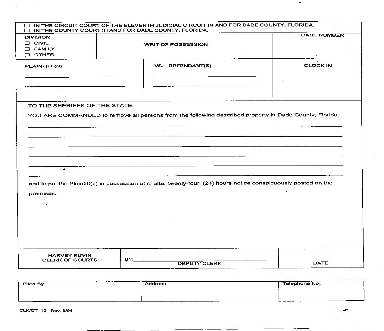 Writ Of Possession {10} | Pdf Fpdf Doc Docx | Florida