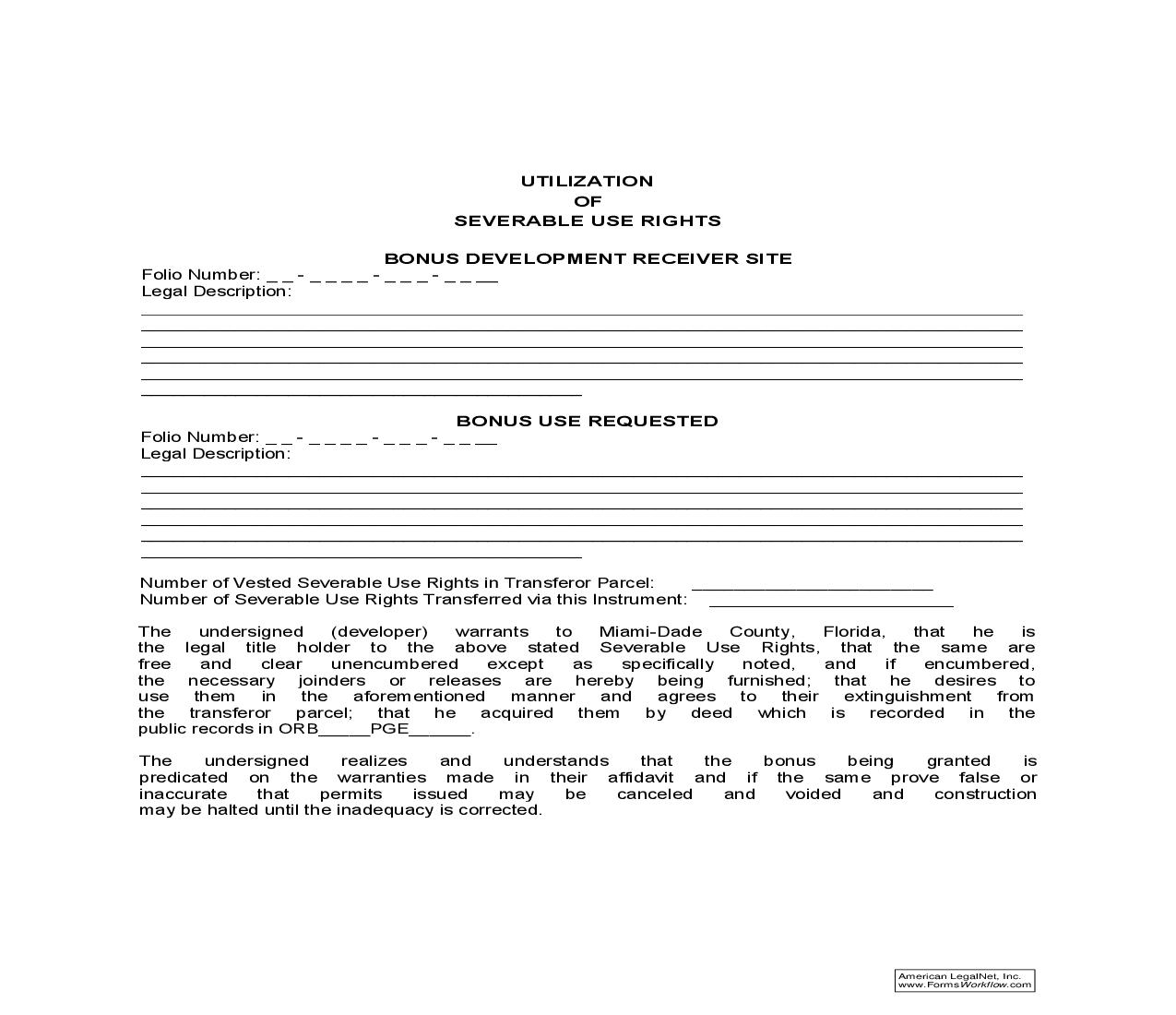 Utilization Of Severable Use Rights (Packet) | Pdf Fpdf Doc Docx | Florida