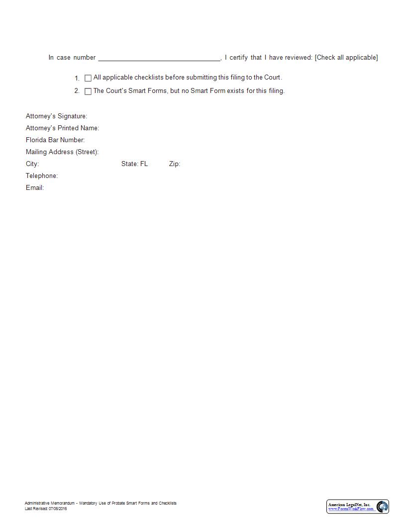 Certification Of Review (Administrative Memorandum) | Pdf Fpdf Docx | Florida