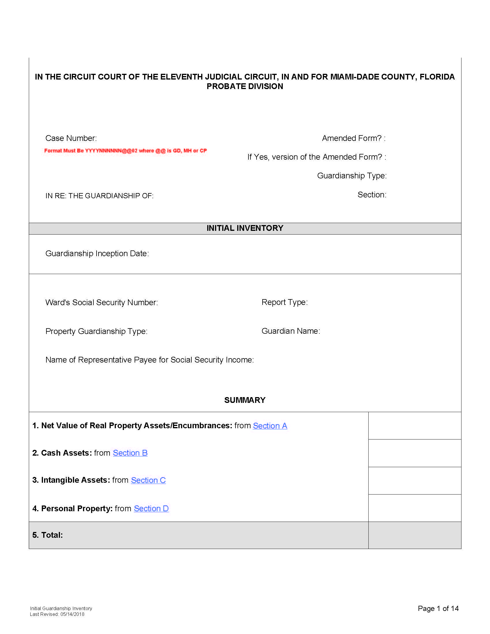 Initial Inventory (Guardianship) {M-D_IGI} | Pdf Fpdf Docx | Florida