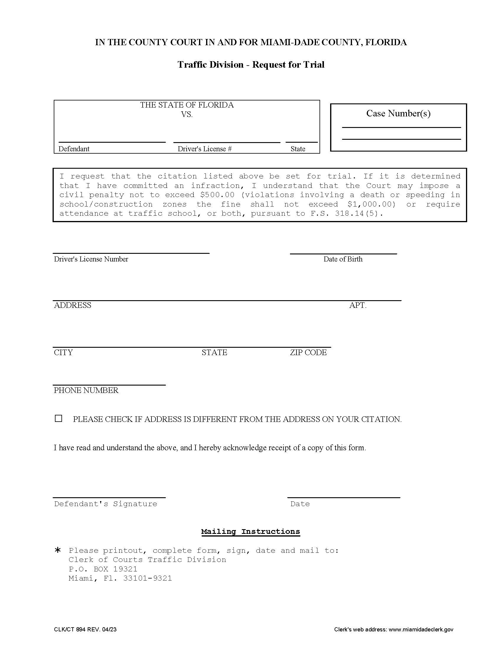 Request For Trial {894} | Pdf Fpdf Doc Docx | Florida