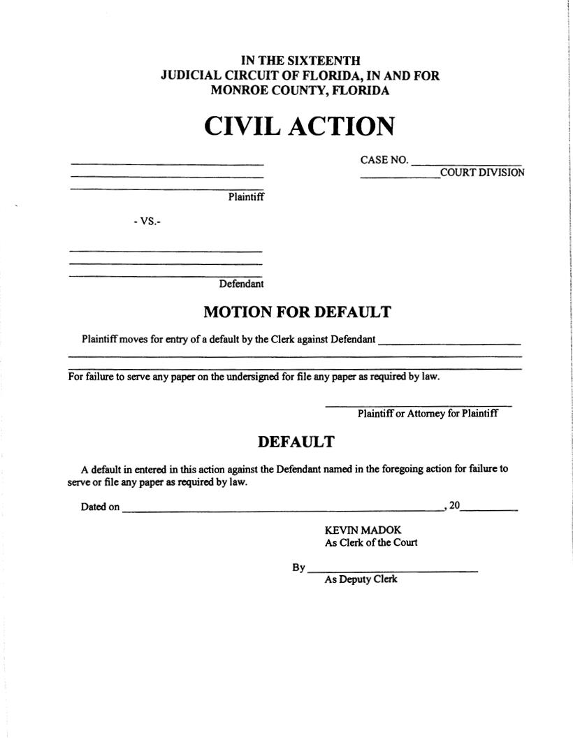 Motion For Default | Pdf Fpdf Doc Docx | Florida