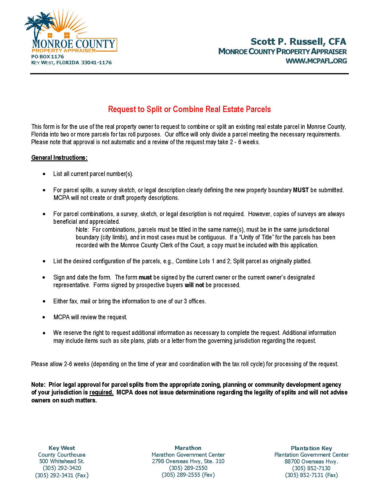 Request To Split Or Combine Real Estate Parcels | Pdf Fpdf Docx | Florida