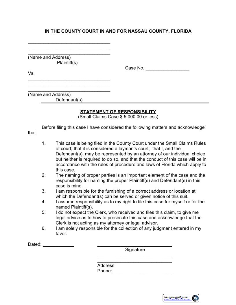 Statement Of Responsibility | Pdf Fpdf Docx | Florida
