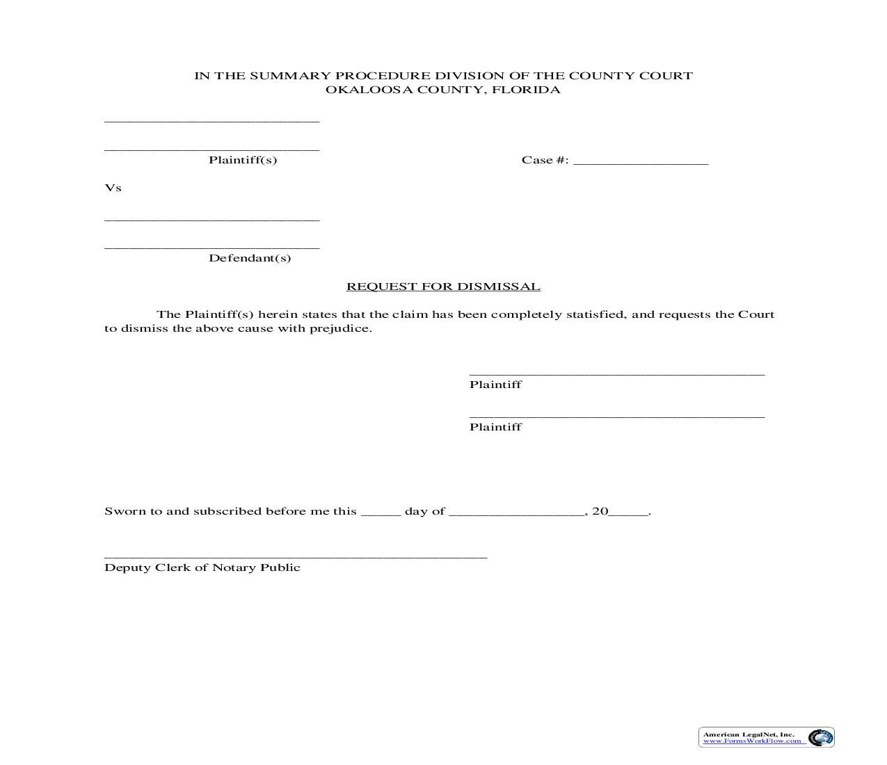 Request For Dismissal | Pdf Fpdf Doc Docx | Florida